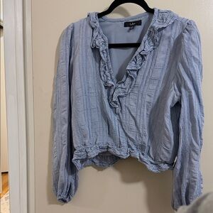 Lulu's Light Blue Ruffled Blouse